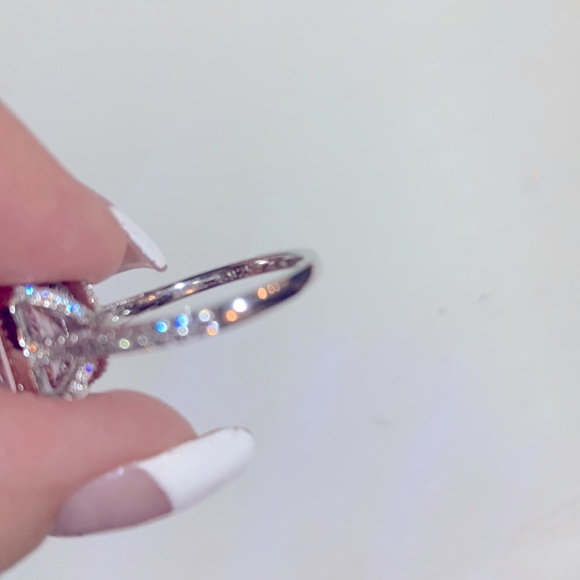 Luxurious Pink Sapphire Halo Radiant Cut Engagement Ring Maxine Sz 5 - Picture 14 of 16